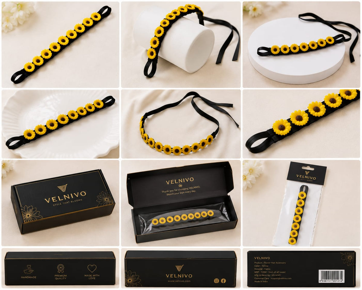 VELNIVO Sunflower Floral Hair Accessories – 10 Piece Set 🌻